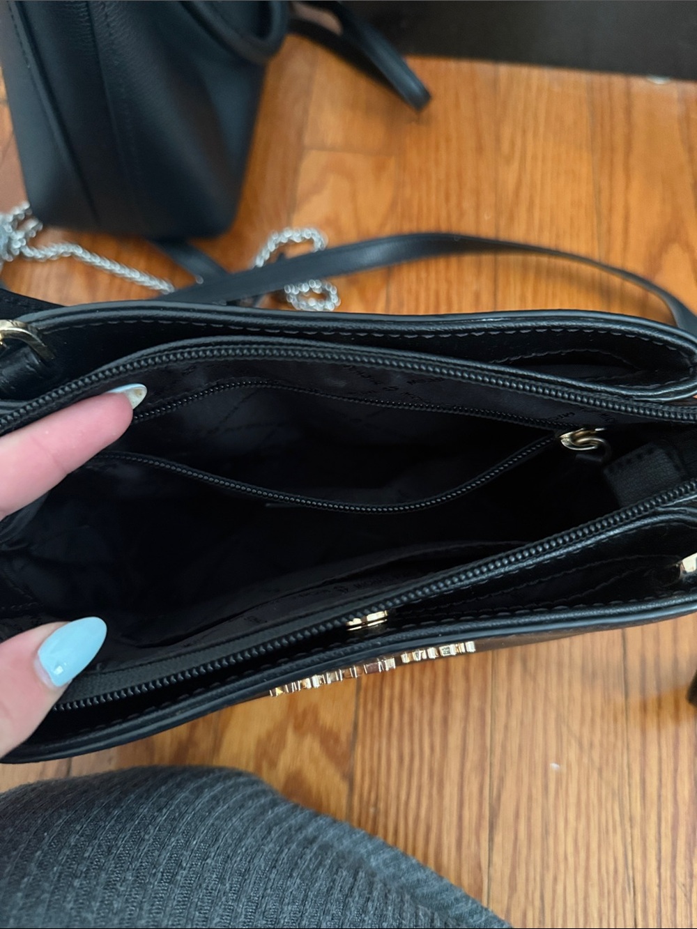 Michael Kors Black Leather Crossbody with Gold Logo - Picture 2 of 3